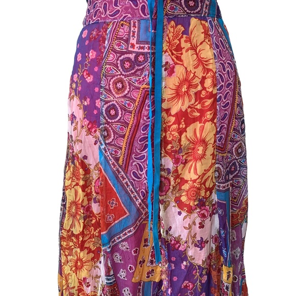 GEFF GALLANO SILK LACE FLORAL SPRING MAXI SKIRT - Picture 7 of 14